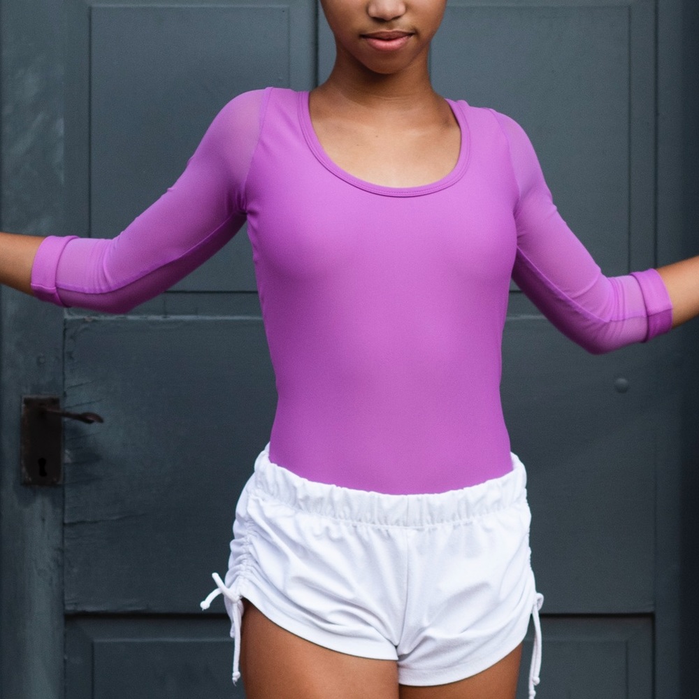 Five Dancewear Half-Sleeve Mesh Leotard in Orchid
